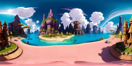 VR360, fairies with radiant pink hair, ultra-resolution detailing, masterfully rendered, enchanting atmosphere. VR360, fantasy art brilliance, sparkling fairy glow, soft pink hues dominate.