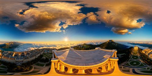Ideal prompt: Majestic cityscape of Olympian proportions, grand marble structures gleaming under a divine golden sunlight, flawlessly mirrored in crystal-clear waters, ornate carvings and breathtaking architecture meticulously detailed in ultra-high resolution, a true masterpiece of perfection.