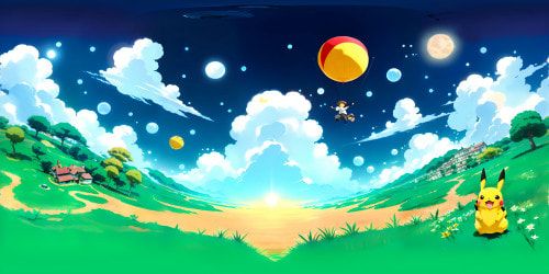 pikachu flying in the sky