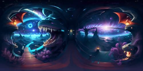 space squid galaxy ocean horror monster