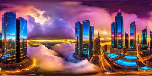 Majestic futuristic neon cityscape, towering skyscrapers engulfed in vibrant lights, holographic billboards, bustling hover traffic, radiant glow reflecting off sleek metallic surfaces, reflecting in the rain-drenched streets, ultra-high resolution, a digital masterpiece.