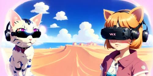 barbie boy wearing pink vr glasses with cute cat ears , Ken 