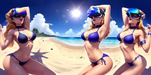 WOMEN AT THE BEACH WEARING SWIMSUITS 