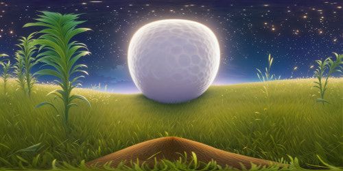 In a flawless, ultra high-res rendering of a vast, lush meadow under a starlit night sky with sparse wispy clouds, the tranquil scene unfolds with dew-kissed grass shimmering under the moonlight, creating a serene and enchanted atmosphere.