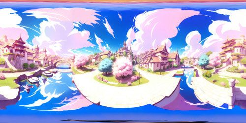 Ultra high-resolution, masterpiece VR360 setting. Game of Thrones inspirations, pink dragons dominating the sky. Medieval structures, delicate rose-dusted dragon scales reflecting light. VR360 fantasy art style, intricately detailed, lustrous textures.