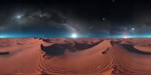 endless barren desert at night with fog and mist