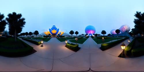 neon disney epcot center pavilion dusk