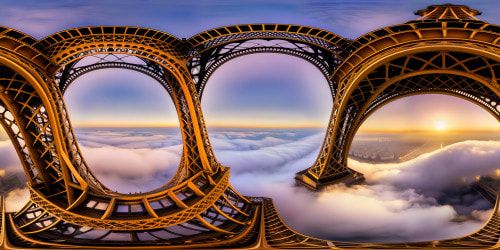 Within the iconic Eiffel Tower's intricate iron lattice, a flawless masterpiece of architectural wonder captured in stunning ultra-high resolution, intricate details revealing the perfect craftsmanship, gleaming metalwork, and mesmerizing views of Paris sprawling below.