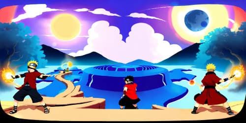Uzumaki Naruto is fighting with Uchiha Sasuke at The Valley of the End.