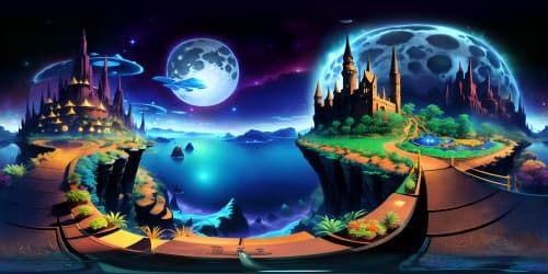 VR360 view, vivid Moon display, ultra high-resolution, celestial masterpiece, quality VR360 panorama