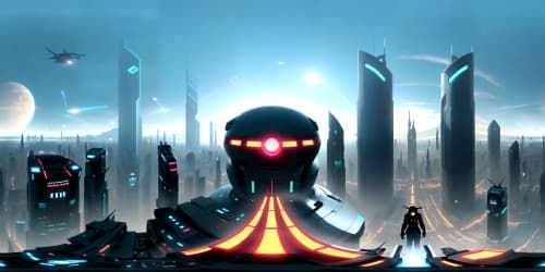 cyberpunk city in the distance