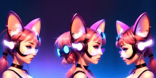pink fairies wearing cat ear vr glasses