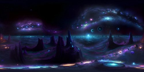 Masterpiece night sky, deep indigo canvas, galaxies scattered, infinity stars twinkling, ultra-high resolution VR360. Comet trails, star clusters unfolding in VR360 mesmerizing beauty. Astral beauty, Milky Way's silver arc, sparkling constellations, eternal darkness. Fantasy art style, focus on starlight spectrum, deep space exploration vibe.