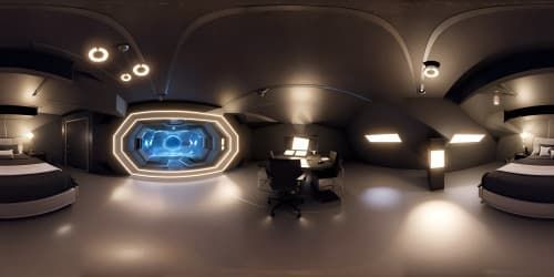 hollow earth cavern with alien tech in the wall. dark realistic. lights in the distance. dark cavern ceiling above with glow worms that look like stars