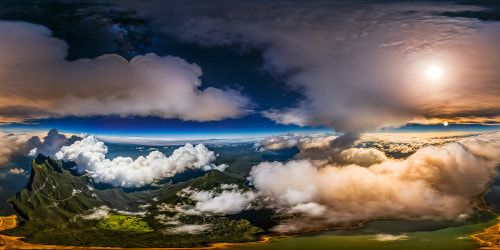 Escenadesde en la luna de noche con el planeta Tierra a lo lejos 
