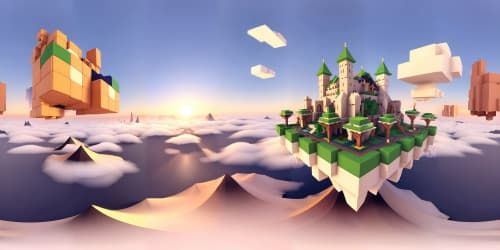 A mighty Castle floating above the clouds as the warm orange glow of the sunrise reaches over