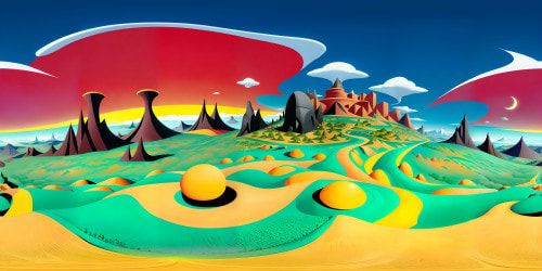 VR360 cubist panorama, vibrant Picasso-inspired, intricate overlapping speech bubbles, abstract youthful energy. Ultra-high-res textures, jovial banter forms, radiant color bursts. Masterpiece-quality VR360 fusion, dynamic cubism, youthful exuberance.