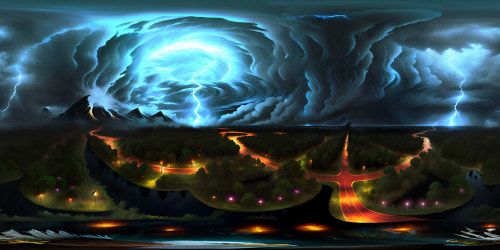 Gojira-inspired rainstorm, torrential downpour, dramatic sky, elemental fury. VR360 view of swirling storm clouds, flashing lightning, colossal silhouettes. Ultra-high-res masterpiece, dark tones, heightened contrasts. Inky blacks, blinding whites, grayscale spectrum. VR360 scene, rain-soaked, profound intensity. Gojira-themed digital art style.