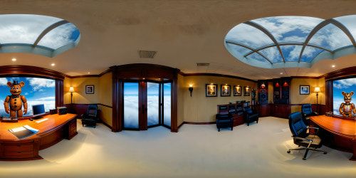 Immaculate office setting within the Five Nights at Freddy's Help Wanted 2 location, flawlessly detailed, ultra-high resolution, intricate 3D rendering, polished furnishings, eerie atmosphere, perfect lighting, crisp textures, stunning virtual reality experience.