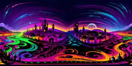 VR360 horror masterpiece, Michael Myers theme, ultra-high resolution, dominating, impending menace, ominous dusk skyline, gothic city silhouettes in foreground, high-contrast chiaroscuro, gelid moonlight, streaks of crimson twilight.