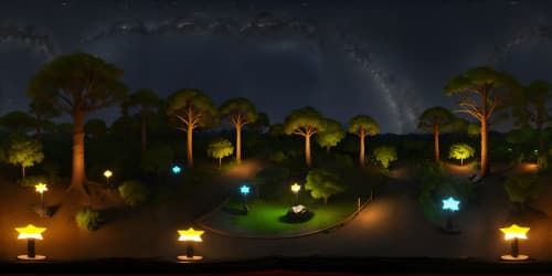 forest at night with stars in the sky