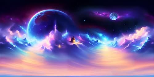 moon space angel stars galaxy ocean