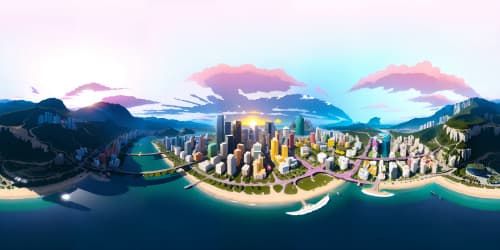 Supreme-definition, VR360 masterpiece, day-time aerial perspective of GTA5 cityscape. Utilize striking hyper-reality style, vibrant colors, intricate urban layouts, architectural details captured in luxuriously high resolution for VR360 immersion.
