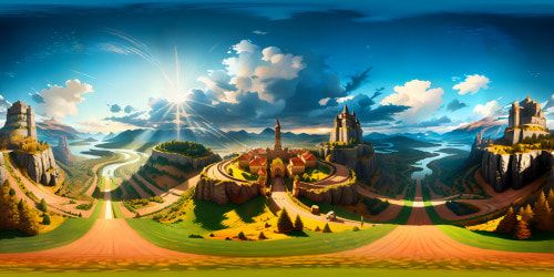 Warlord regalia, imposing throne, fortress against mountainous backdrop, sharp lines, high contrast colors. Ultra high-definition, pixel-perfect detailing, VR360 visual feast. Masterpiece strokes, sharp chiaroscuro lighting, stylized graphic novel aesthetic. Overarching sense of power, menace in VR360 skyline.