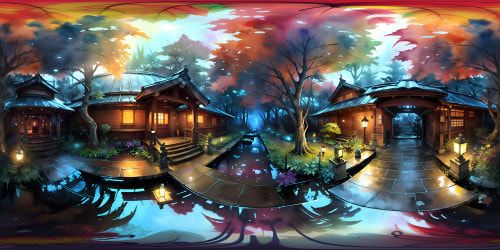 Japanese garden with koi
