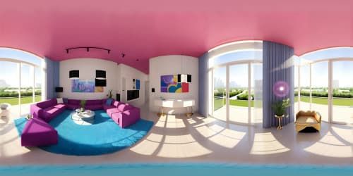 Masterpiece quality, ultra high-resolution VR360 scene. Glittering confetti of colors, fun-filled carnival air. Picasso-style, dynamic, vibrant palette. Captivating, expansive VR360 view. Sparse, playful foreground elements.