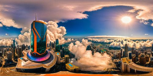 A futuristic metropolis straight out of a modern manga, towering skyscrapers with pulsating neon lights, bustling streets filled with hovercars and bustling crowds in an ultra-high-resolution rendering, a flawless cityscape straight out of a Dragon Ball Z saga.