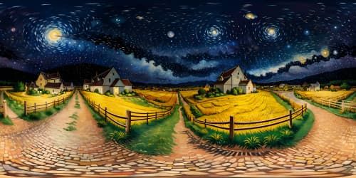 Vincent van gogh, starry night, outdoor, countryside, dark roads