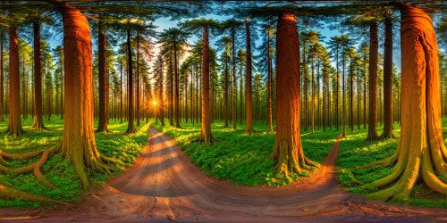 A tranquil forest illuminated by the mesmerizing glow of golden hour, meticulously rendered in flawless ultra-high resolution, unveiling intricate textures and vibrant hues that accentuate every leaf and branch, a visual masterpiece of unparalleled quality on a monumental scale.