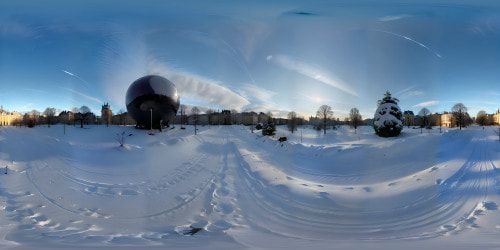 Paris under the snow with a huge meatball as the sun 