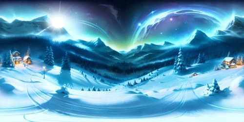 VR360 masterpiece: ultra-high resolution, dark spooky pine forest night ambiance. Captivating distant mountain view, ethereal moonlight reflecting off peaks. Unique blend of eerie tranquility, subtly unsettling VR360 forest scene, shrouded in mystery.