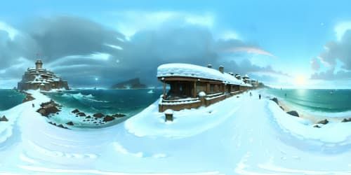 seaside, seaside, seaside, snow falling on the beach, horizon view