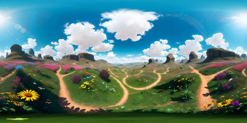 Meadow where all the plants are made of candy