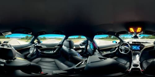 tesla driving through space drivers seat vie