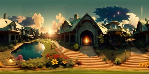 Pristine quality, artistic triumph, extraordinary ultra-high resolution, captivating colour contrast. VR360 panorama, absorbing visual narrative, engaging luminance. Pixar-style charm, masterful detail, immersive VR360 scene.