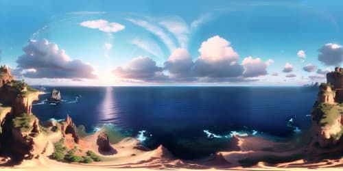 deep blue ocean sunset on horizon sky view