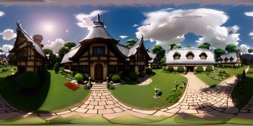 Ghibli house near rice fields