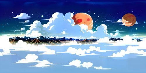 VR360: Goku's anime world, ultra-high resolution, soaring peaks, expansive, dynamic cloud-filled sky. Elevated, plateau-based, training area, weighted dumbbells. Dragon Ball radar inclusion, floating Dragon Ball orbs. VR360 masterpiece, high-grade, entrancing anime style immersion.