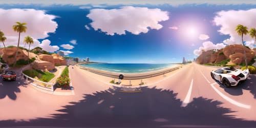 fancy cars on the road of Miami (seaside highway)