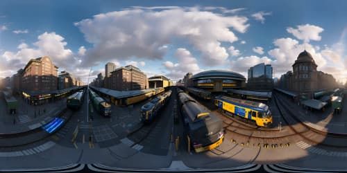 realistic glasgow central station morning twilight sun