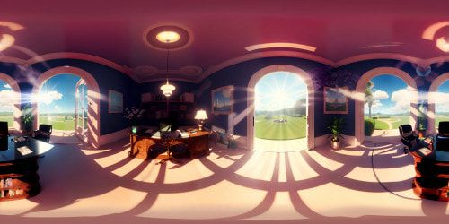 Cell shaded Oval Office looking over the garden