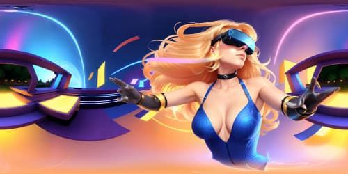 hot naked blond female, nsfw, long hair, blue eyes, strip club, dancing, photo realistic