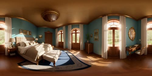 Ultra-high-resolution VR360, masterpiece quality, tranquil, opulent bedroom, gentle fireplace glow, resting feline figure. No duplicates, warmth radiating, luxurious textures, soothing VR360 palette, emphasis on serene ambiance.