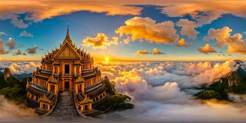 A breathtaking ultra high-resolution depiction of a majestic ancient temple bathed in the golden light of the setting sun, intricate carvings and vibrant stained glass windows, flawless craftsmanship, transcendent beauty.