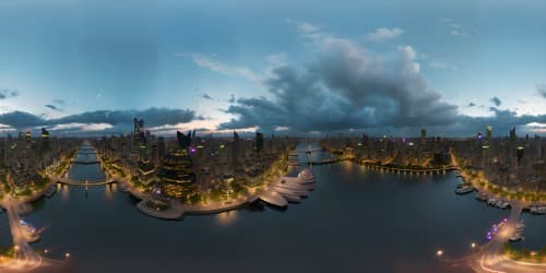 city skyline at night redlight district sky view