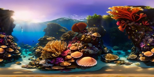 Masterpiece quality, ultra-high resolution, VR360 immersion into the dazzling depths of Vaiana 3D film style ocean floor. Luminous corals, mystic seashells, towering underwater plant life. Pixar-style textures, vibrant color palette, exaggerated proportions in fauna. A breathtaking VR360 seascape experience.